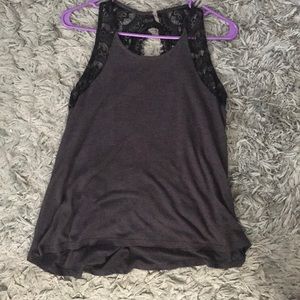 Black and gray lace top from Vanity.